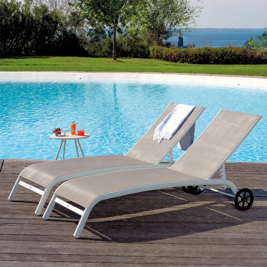 Beach - Lettino prendisole con ruote e schienale regolabile Lettini Prendisole Garden Team