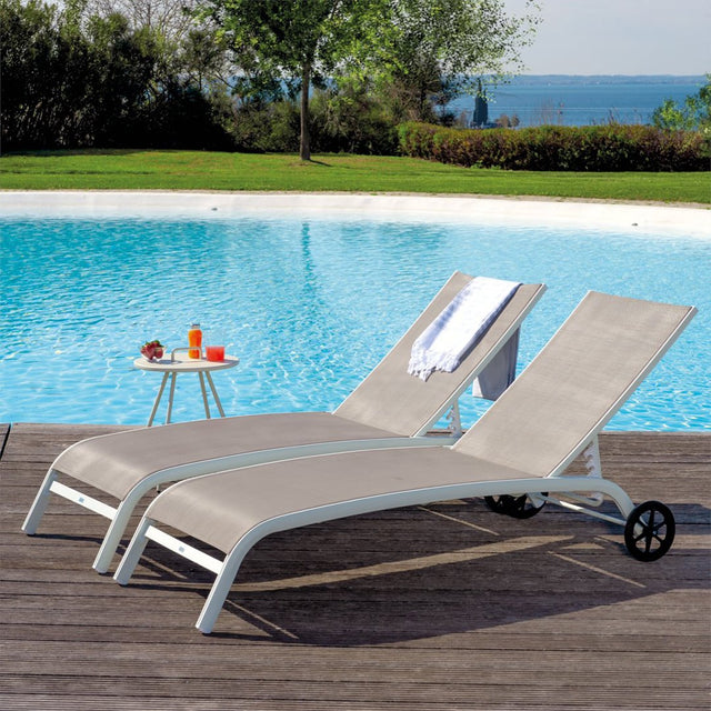 Beach - Lettino prendisole con ruote e schienale regolabile Lettini Prendisole Garden Team