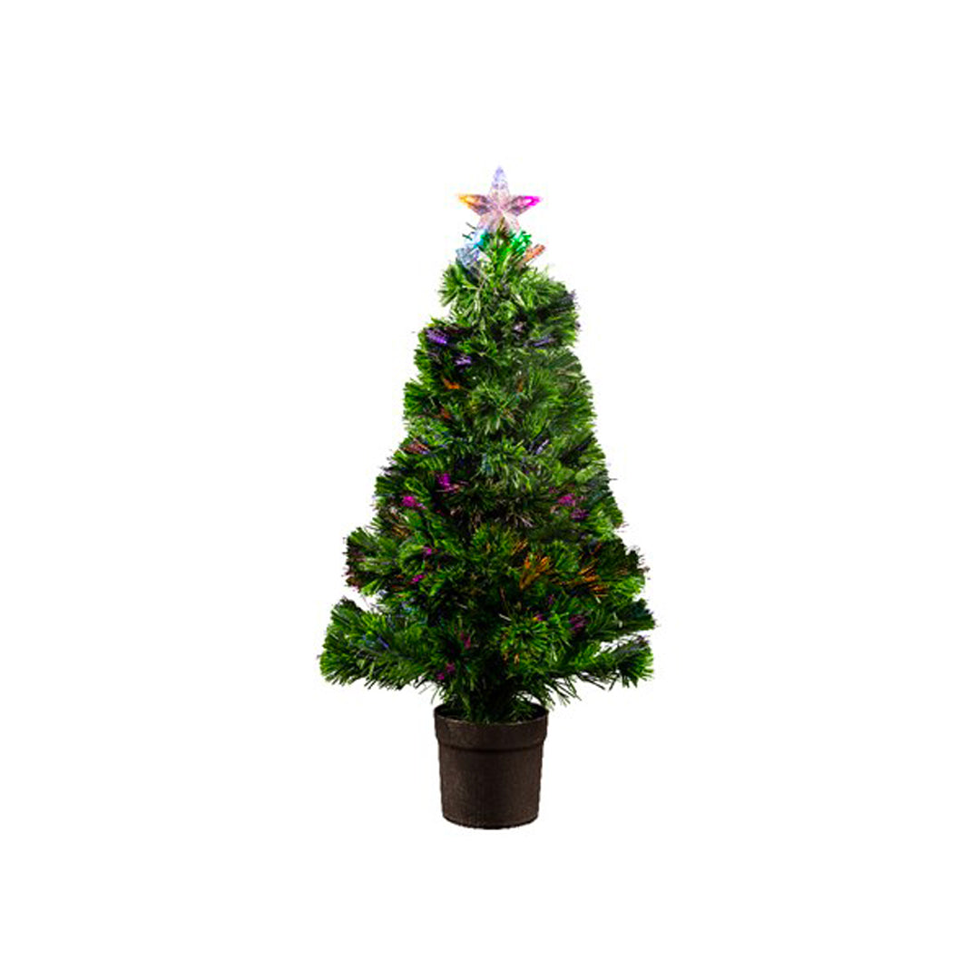 Burtley con vaso - Albero di Natale fibra ottica piccolo