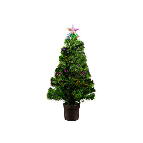 Burtley con vaso - Albero di Natale fibra ottica piccolo