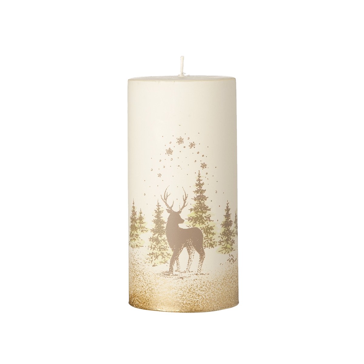Candela Cilindro Dia 7xH15cm Decoro Renna Oro Candele Natalizie Decorate Garden Team