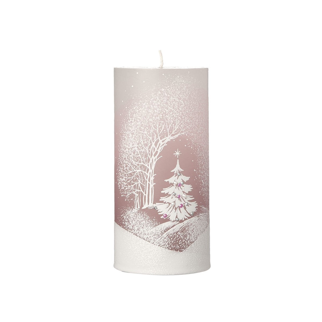 Candela Cilindro dia7xh15cm Paesaggio Rosa Candele Natalizie Decorate Garden Team