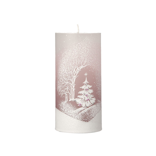 Candela Cilindro dia7xh15cm Paesaggio Rosa Candele Natalizie Decorate Garden Team