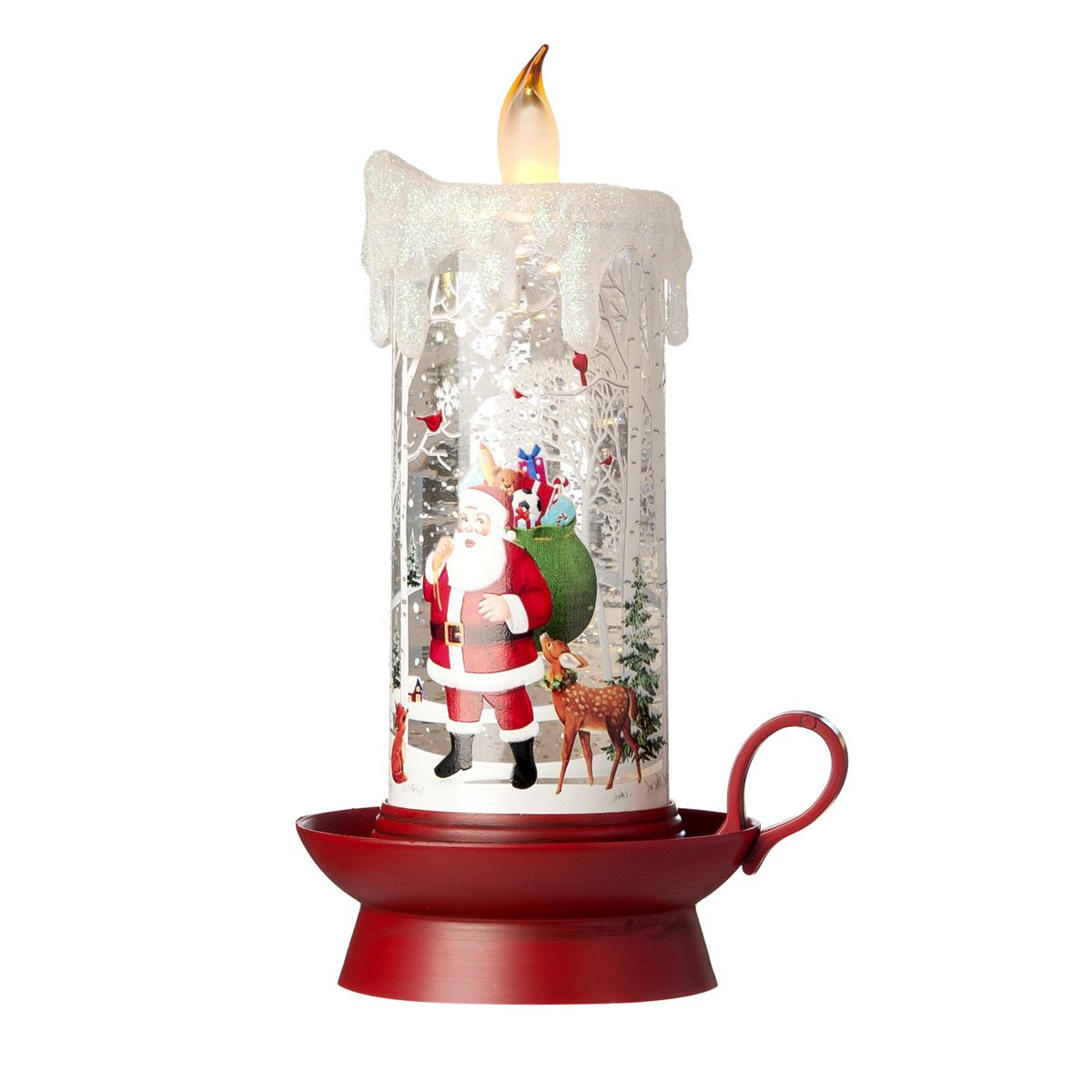Candela con Glitter in movimento e LED con Babbo Natale Decorazioni Luminose Garden Team