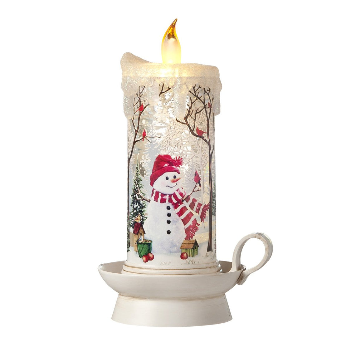 Candela con Glitter in movimento e LED con Pupazzo di Neve Decorazioni Luminose Garden Team