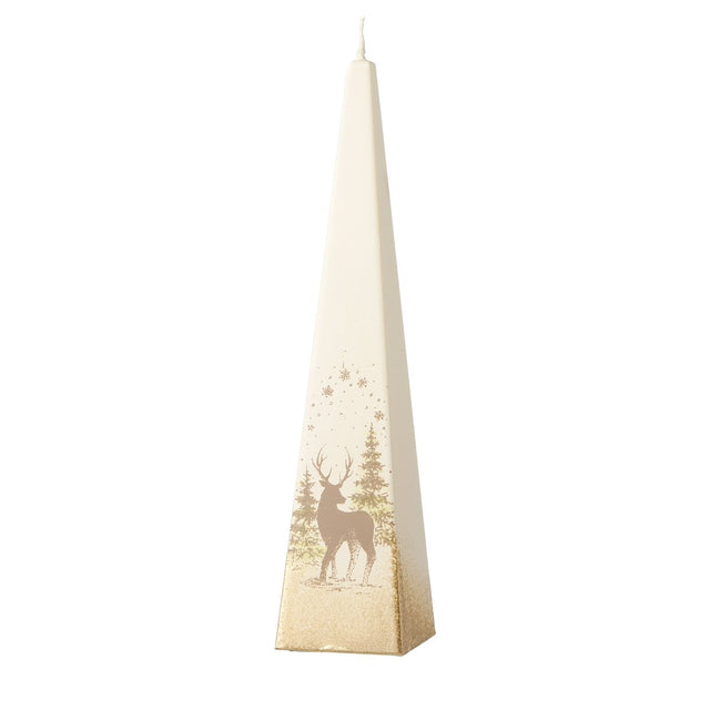 Candela Piramide H25cm Decoro Renna Oro Candele Natalizie Decorate Garden Team