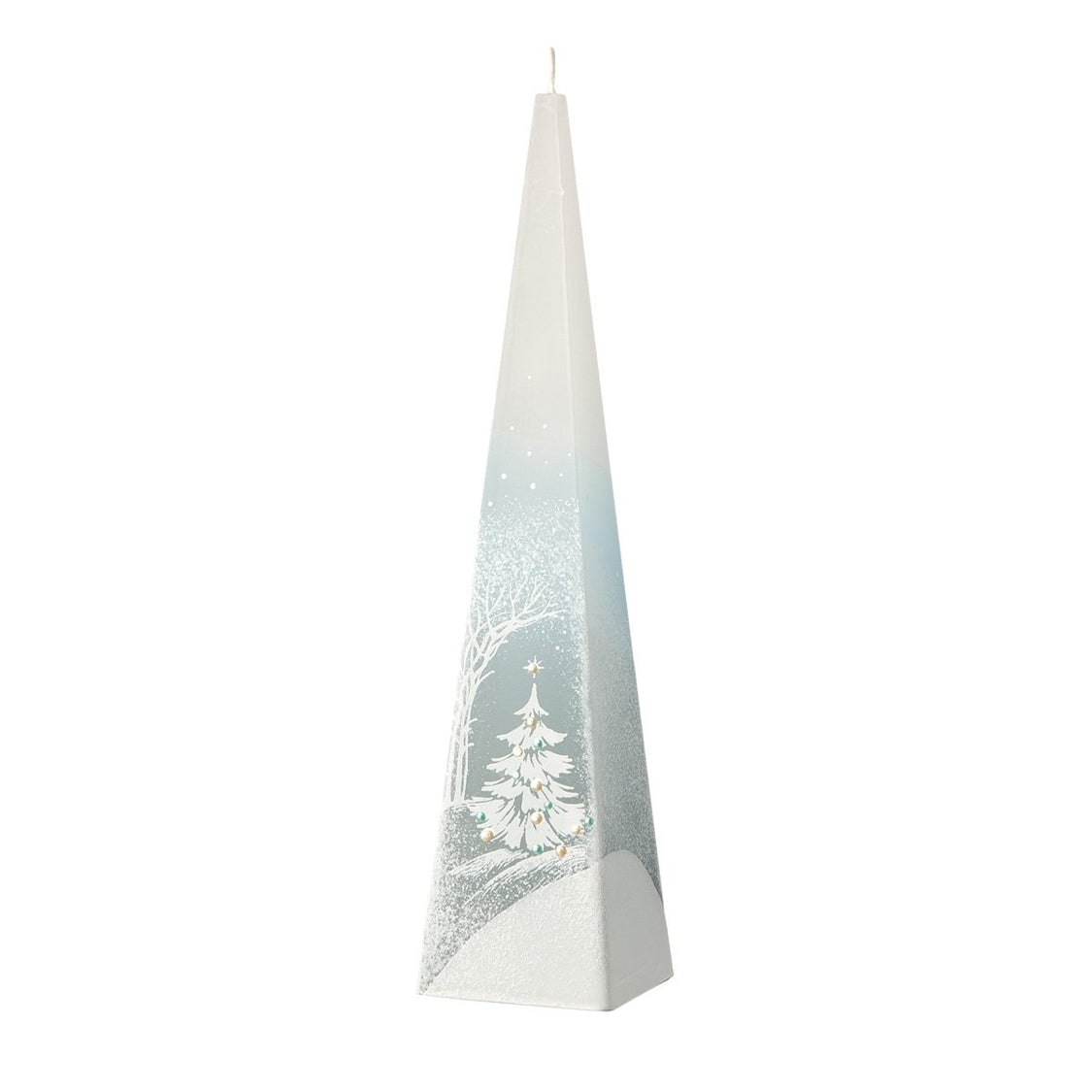Candela Piramide h25cm Paesaggio Azzurro Candele Natalizie Decorate Garden Team