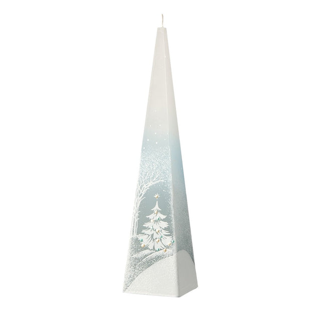 Candela Piramide h25cm Paesaggio Azzurro Candele Natalizie Decorate Garden Team