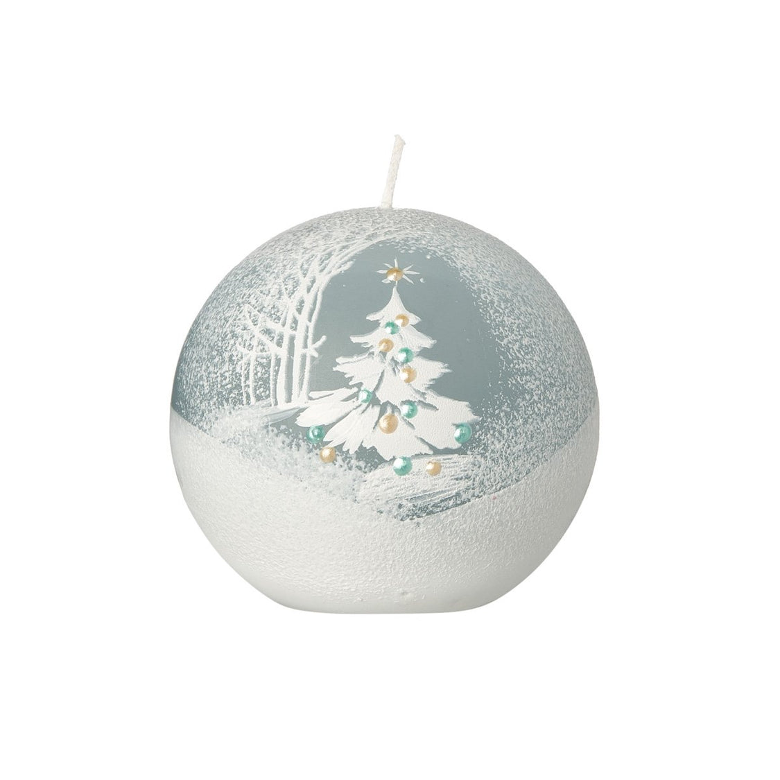 Candela Sfera dia 8 cm Paesaggio Azzurro Candele Natalizie Decorate Garden Team