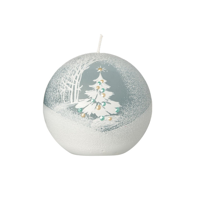 Candela Sfera dia 8 cm Paesaggio Azzurro Candele Natalizie Decorate Garden Team