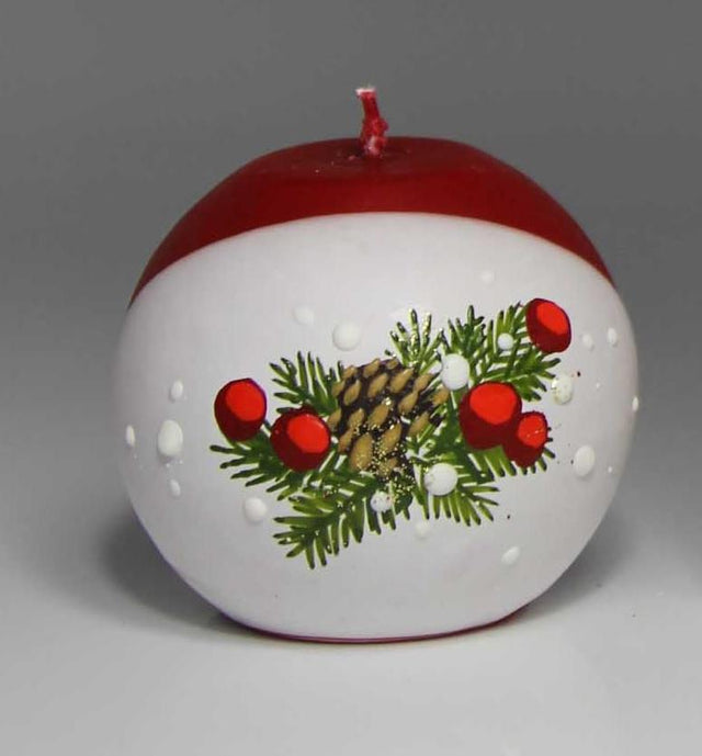 Candela Sfera dia 8cm Decoro Pino-Pigne-Sfere Candele Natalizie Decorate Garden Team