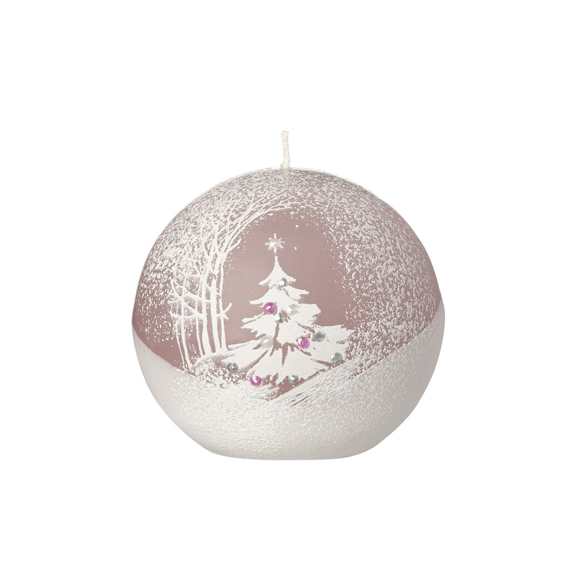 Candela Sfera Dia 8cm Paesaggio Rosa Candele Natalizie Decorate Garden Team