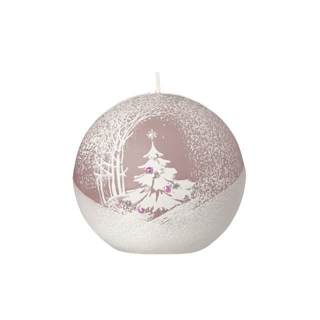Candela Sfera Dia 8cm Paesaggio Rosa Candele Natalizie Decorate Garden Team