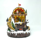 Casa di Babbo Natale nell'Albero con Treno che Gira Paesaggi e Scene Natalizie Garden Team
