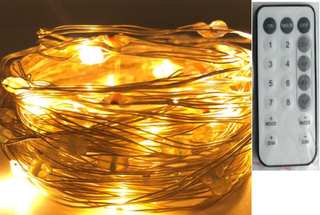 Cascata Cavo Metal Effetto Pioggia 120 LED Bianco Caldo Luci a Batteria Garden Team