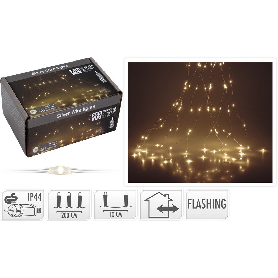 Cascata LED Bianco Caldo Cavo Metal Uso ESTERNO Luci Albero di Natale KOOPMAN
