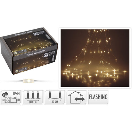 Cascata LED Bianco Caldo Cavo Metal Uso ESTERNO Luci Albero di Natale KOOPMAN