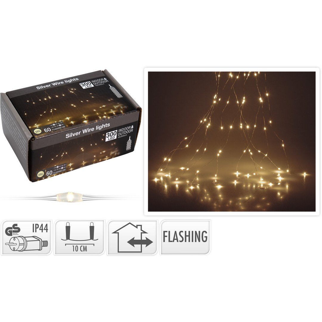 Cascata LED Bianco Caldo Cavo Metal Uso ESTERNO Luci Albero di Natale KOOPMAN