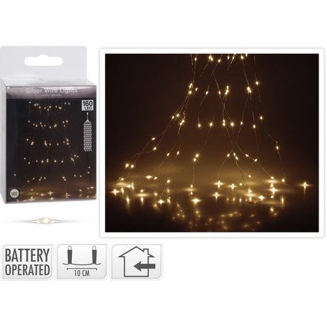 Cascata Luminosa LED Cavo Metal Uso INTERNO Luci a Batteria KOOPMAN