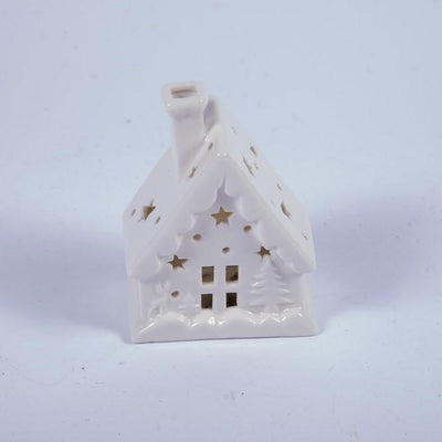 Casetta con LED 9X5,5XH12CM in Porcellana Bianca Decorazioni Luminose Garden Team