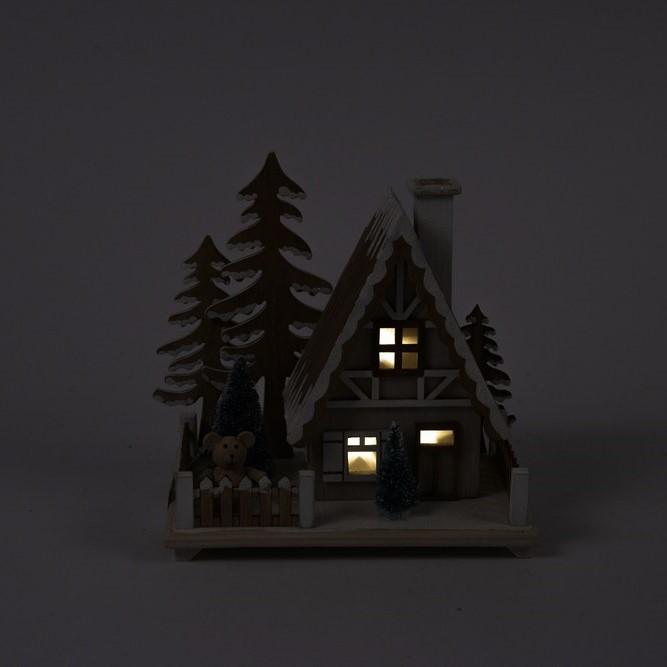 Casetta in Legno con LED 20,6X12,6X20CM Decorazioni Luminose Garden Team