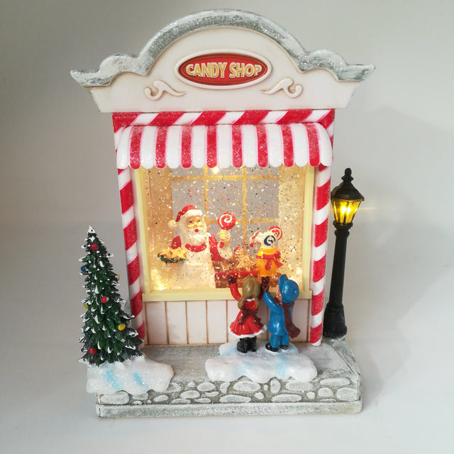 Casetta Negozio di Dolci con Glitter in movimento e LED Decorazioni Luminose Garden Team
