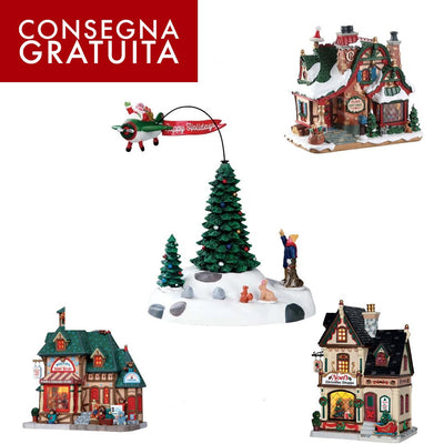 Casette Presepe Lemax a Led Starter Kit Set da 4 Pezzi