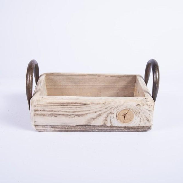 Cassetta con Manici in Metallo 27X17XH8CM in Legno Naturale Portavaso In Legno Garden Team
