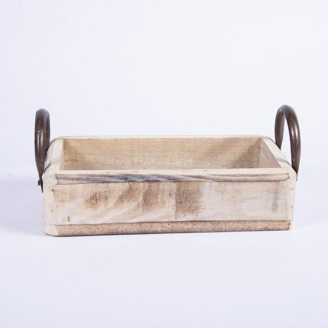Cassetta con Manici in Metallo 35X17XH15CM in Legno Naturale Portavaso In Legno Garden Team