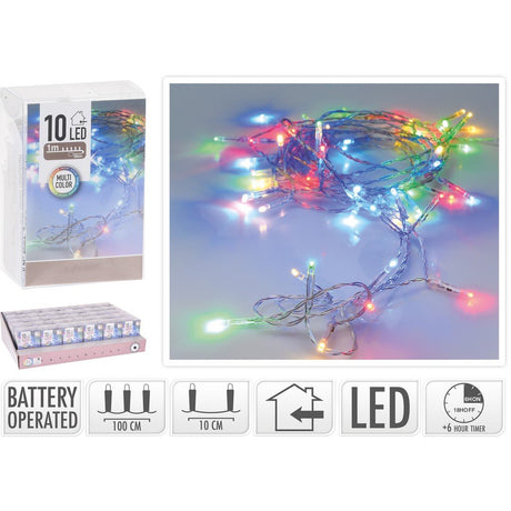 Catena 10 LED a Batteria Lughezza 1 MT USO INTERNO Luci a Batteria KOOPMAN