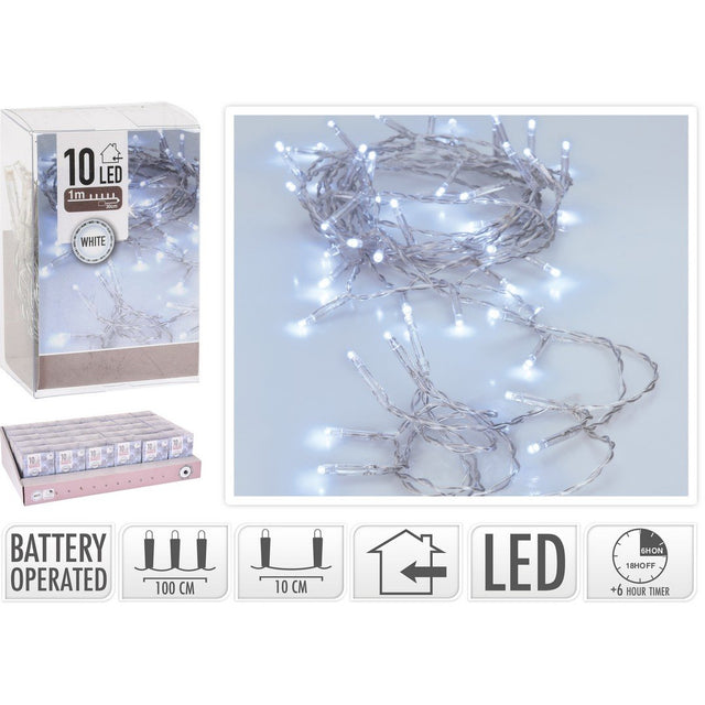 Catena 10 LED a Batteria Lughezza 1 MT USO INTERNO Luci a Batteria KOOPMAN