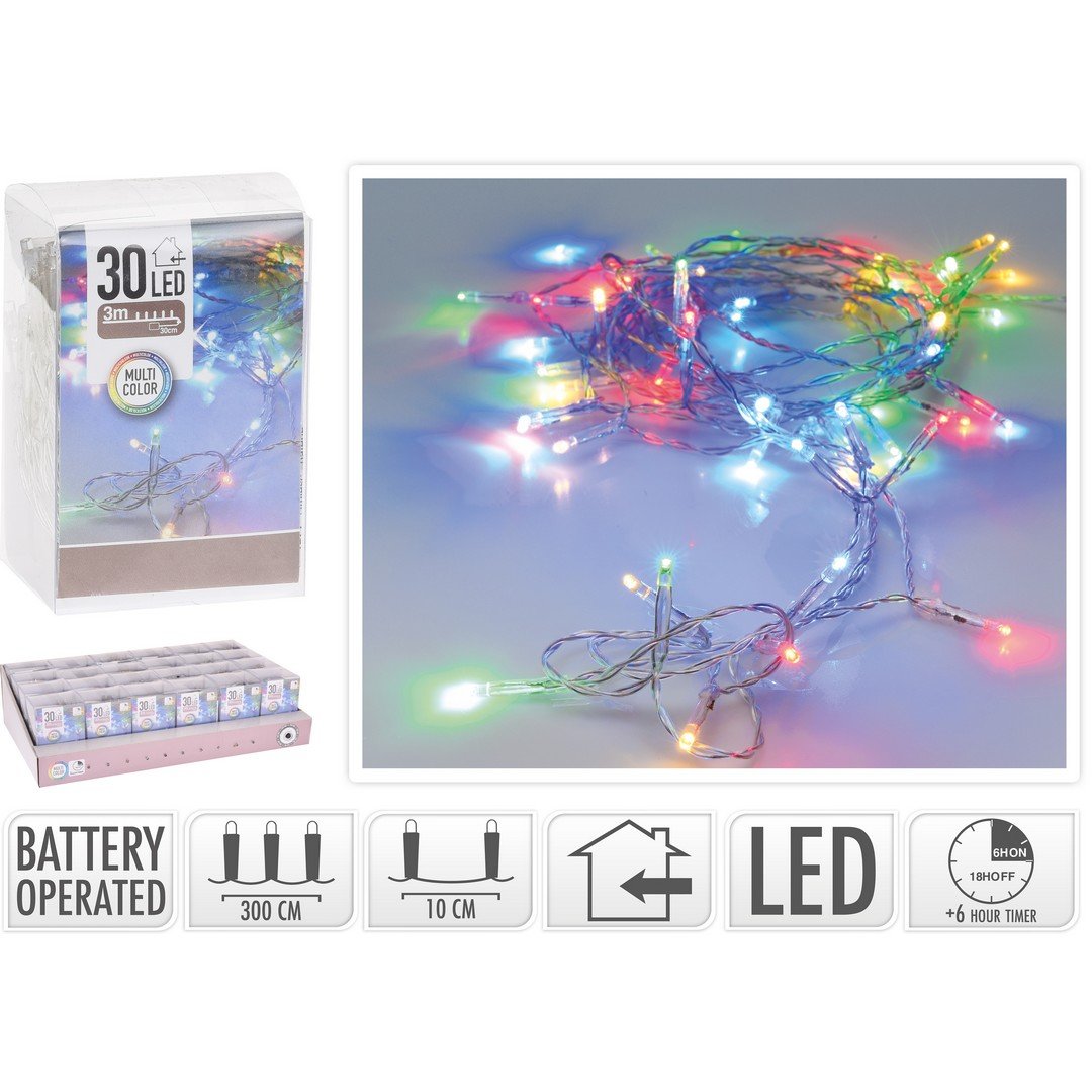 Catena 30 LED a Batteria 3 MT Uso Interno Luci a Batteria KOOPMAN