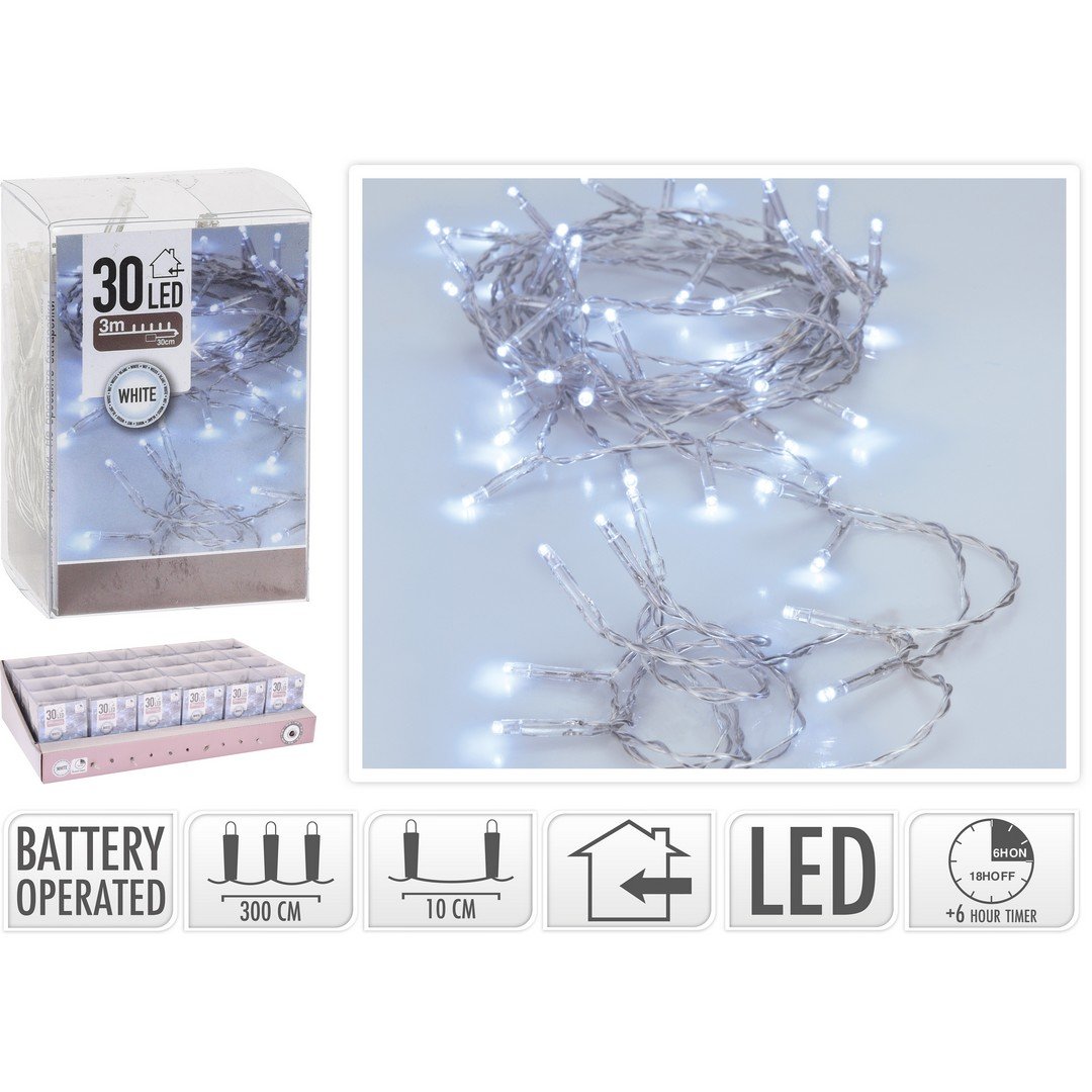 Catena 30 LED a Batteria 3 MT Uso Interno Luci a Batteria KOOPMAN