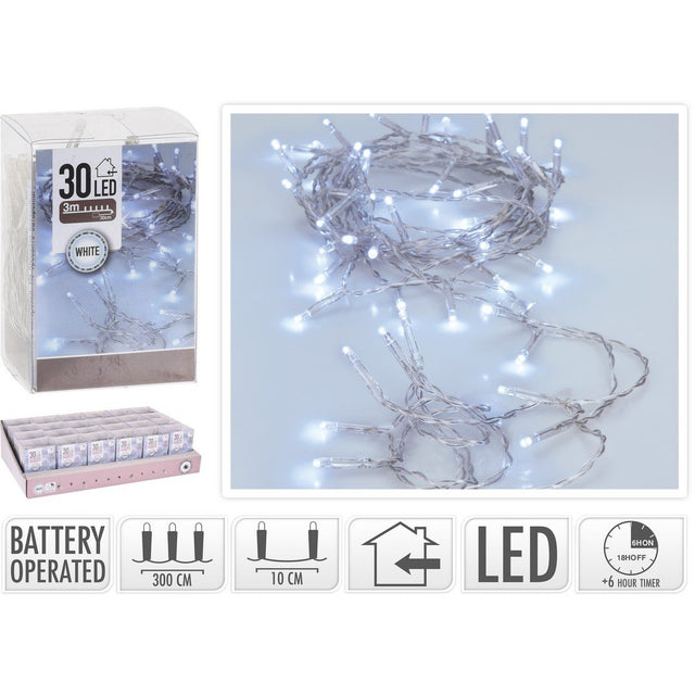 Catena 30 LED a Batteria 3 MT Uso Interno Luci a Batteria KOOPMAN
