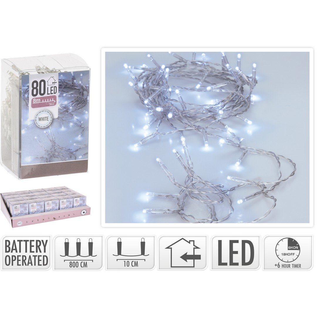 Catena 80 LED a Batteria 8 MT Uso Interno Luci a Batteria KOOPMAN
