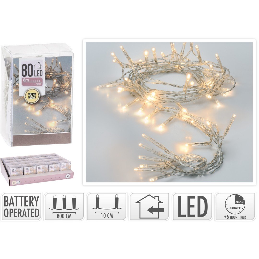 Catena 80 LED a Batteria 8 MT Uso Interno Luci a Batteria KOOPMAN