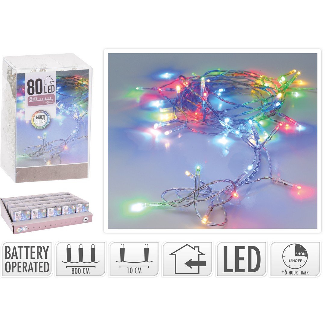 Catena 80 LED a Batteria 8 MT Uso Interno Luci a Batteria KOOPMAN