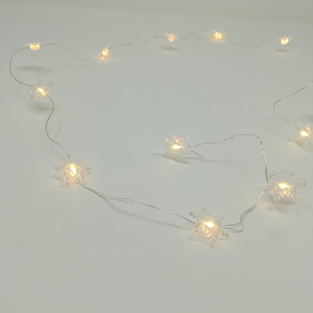 Catena Metal 20 Fiocchi LED Bianco Caldo a Batteria Timer Luci a Batteria Garden Team