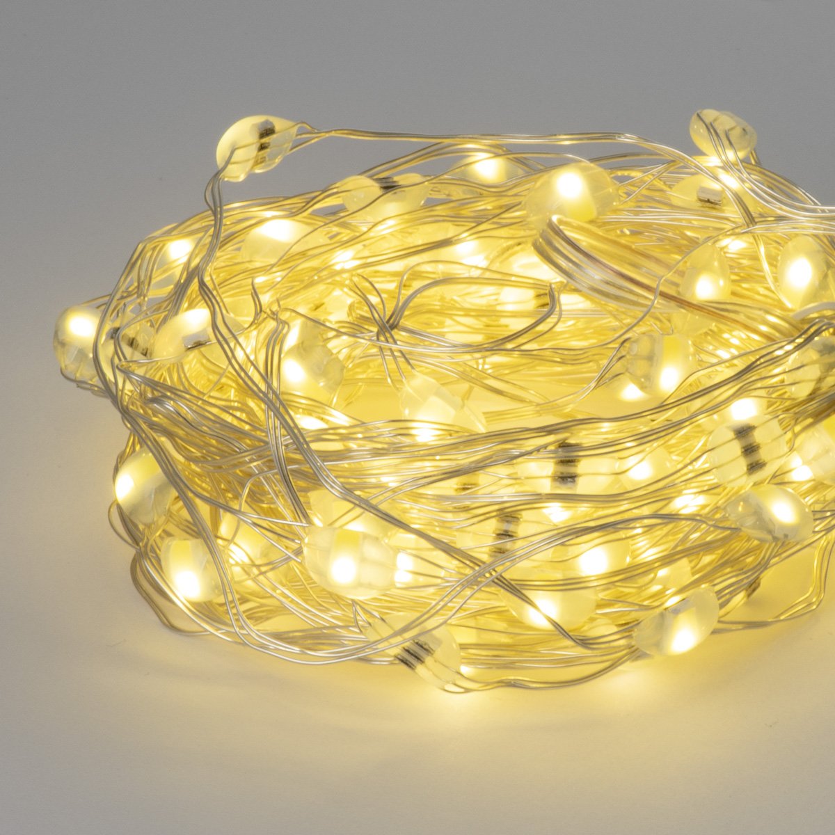 Cavo Metal Color Argento 100 LED Batteria Uso ESTERNO Luci a Batteria Garden Team