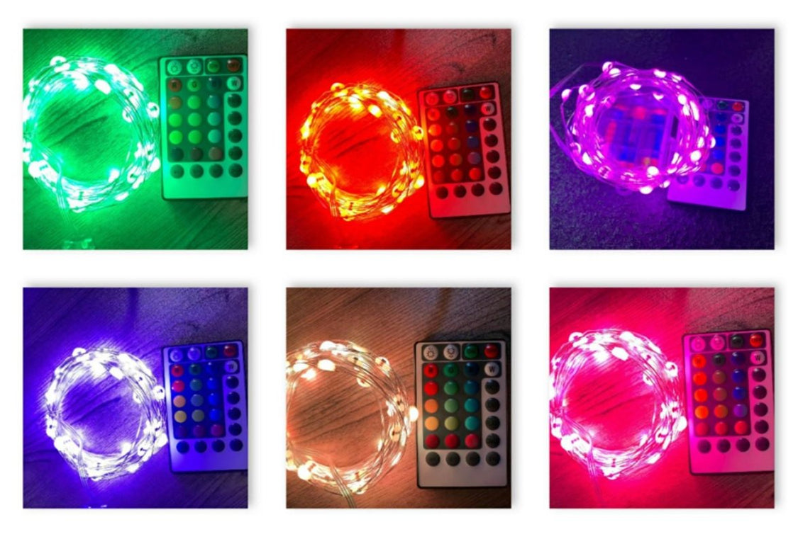 50LED RGB BIA CAL OUTDOOR 16COLORI C/TEL Luci a Batteria Garden Team