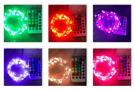 50LED RGB BIA CAL OUTDOOR 16COLORI C/TEL Luci a Batteria Garden Team
