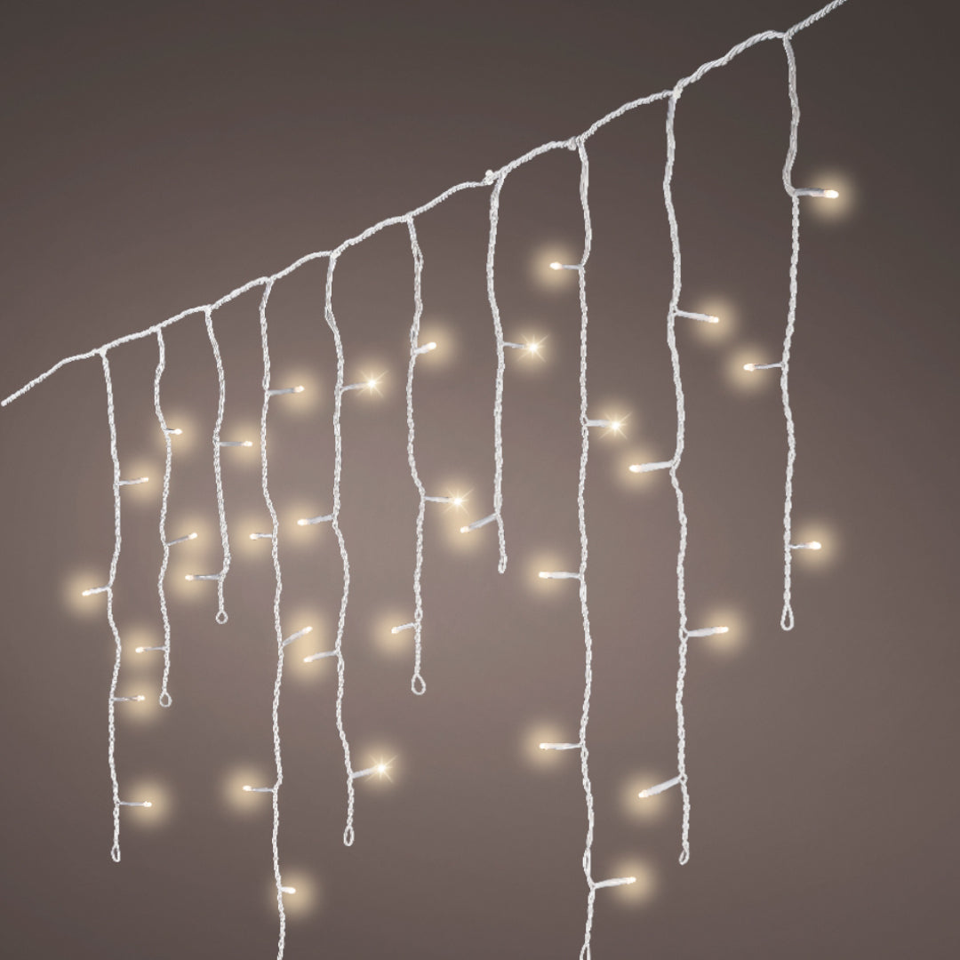 Tenda luci di Natale Luce Calda (Cavo Bianco)