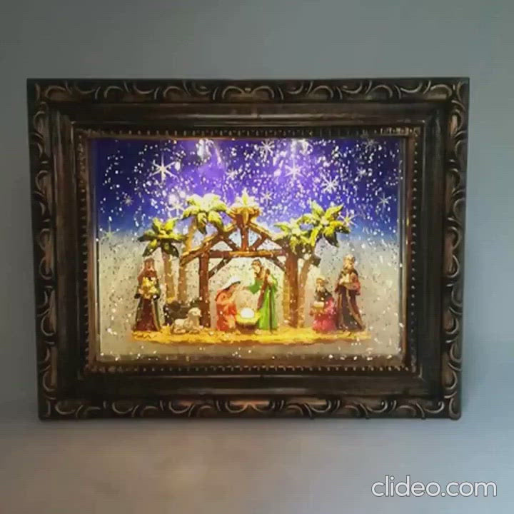 Cornice con Glitter in movimento e LED con Natività