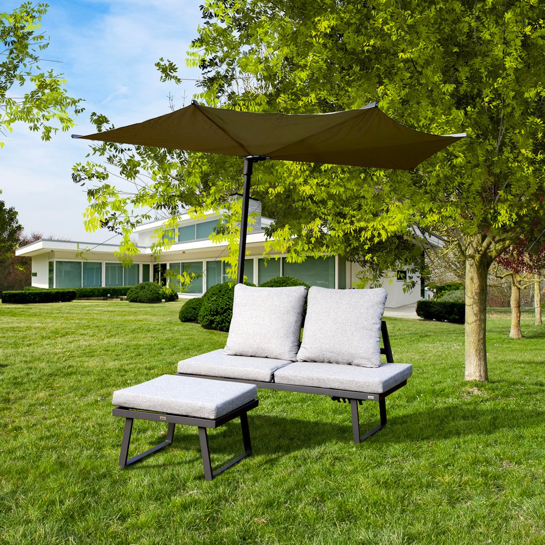 DIVANO LETTINO LOUNGE ALLUMINIO GRIGIO Salotto da Giardino Garden Team