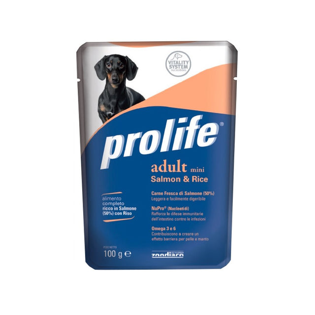 CIBO PER CANI ADULTI MINI SALMONE E RISO 100 GR Cibo per Cani PROLIFE