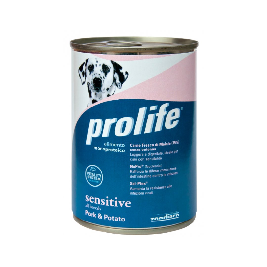 CIBO PER CANI ADULTI SENSIBILI MAIALE E PATATE 400 GR Cibo per Cani PROLIFE