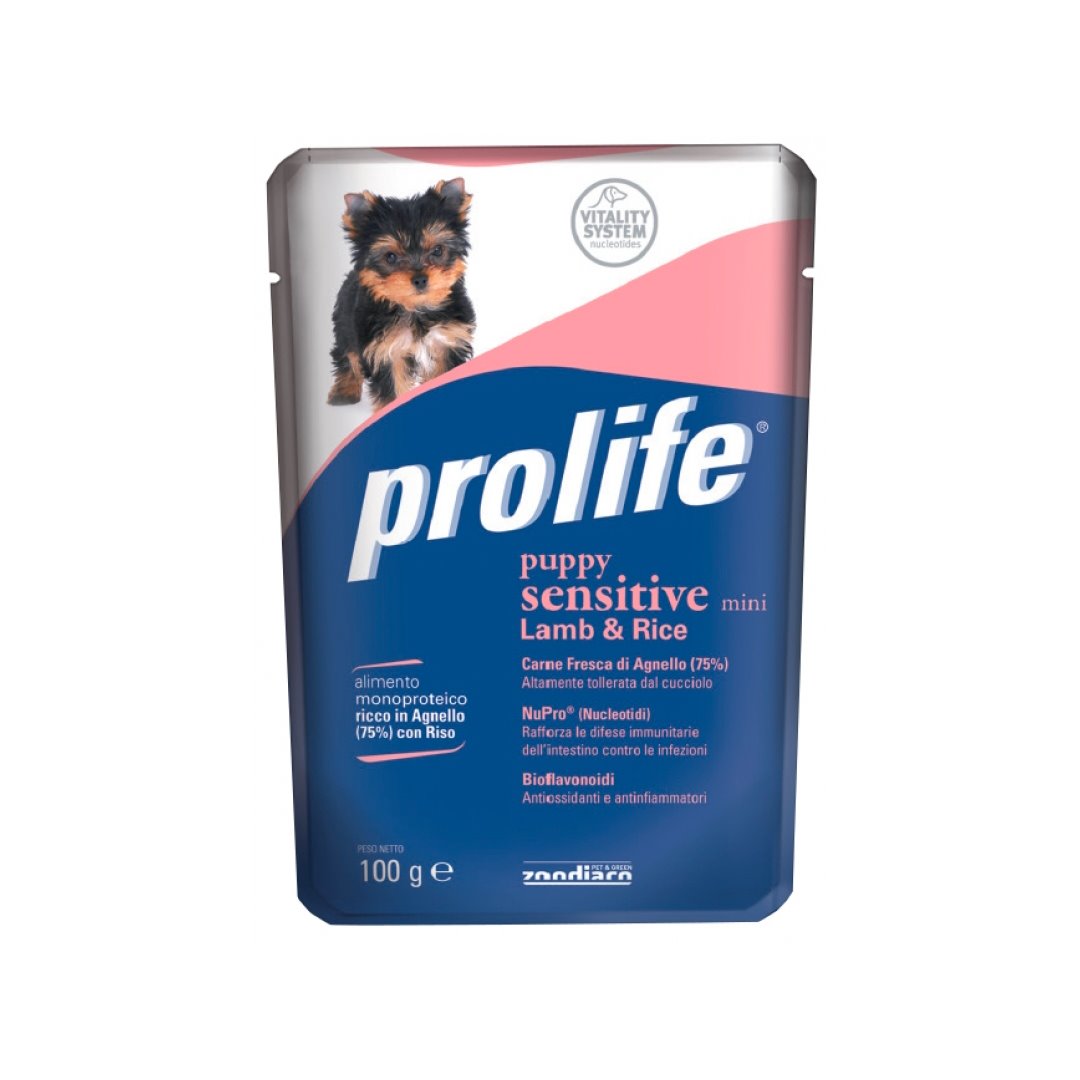 CIBO PER CANI PUPPY SENSITIVE AGNELLO E RISO 100 GR Cibo per Cani PROLIFE