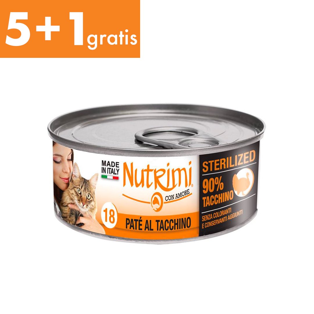 Cibo Per Gatti Sterilizzati Patè al Tacchino - 5+1 gratis Cibo per Gatti Nutrimi