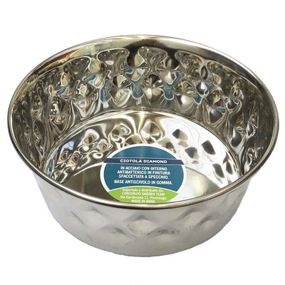 CIOTOLA DIAMOND A SPECCHIO BASE IN GOMMA ANTIBATTERICO 1,9 L Ciotola Cane Garden Team