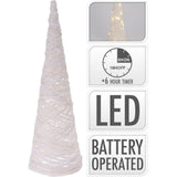 Cono Luminoso LED Bianco Caldo filo Bianco Glitter. Uso INTERNO Decorazioni Luminose KOOPMAN